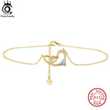 925 Silver Love Heart Chain Anklet for Women