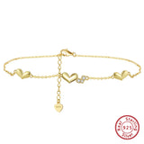 925 Silver Heart Chain Anklets Women's Summer Foot Bracelet