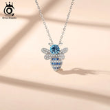 Bee Crystal Pendant Necklace 925 Silver Chain Jewelry SWN08