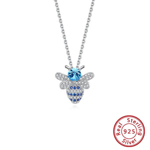 Bee Crystal Pendant Necklace 925 Silver Chain Jewelry SWN08