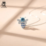 Bee Crystal Pendant Necklace 925 Silver Chain Jewelry SWN08