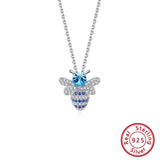 Bee Crystal Pendant Necklace 925 Silver Chain Jewelry SWN08