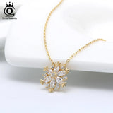 Snowflake Pendant Necklace Clear Zircon 925 Silver Women Teen Girls