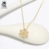 Snowflake Pendant Necklace Clear Zircon 925 Silver Women Teen Girls