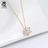 Snowflake Pendant Necklace Clear Zircon 925 Silver Women Teen Girls