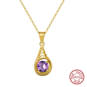 Natural Garnet Pendant Necklace 925 Sterling Silver Gemstone Necklace