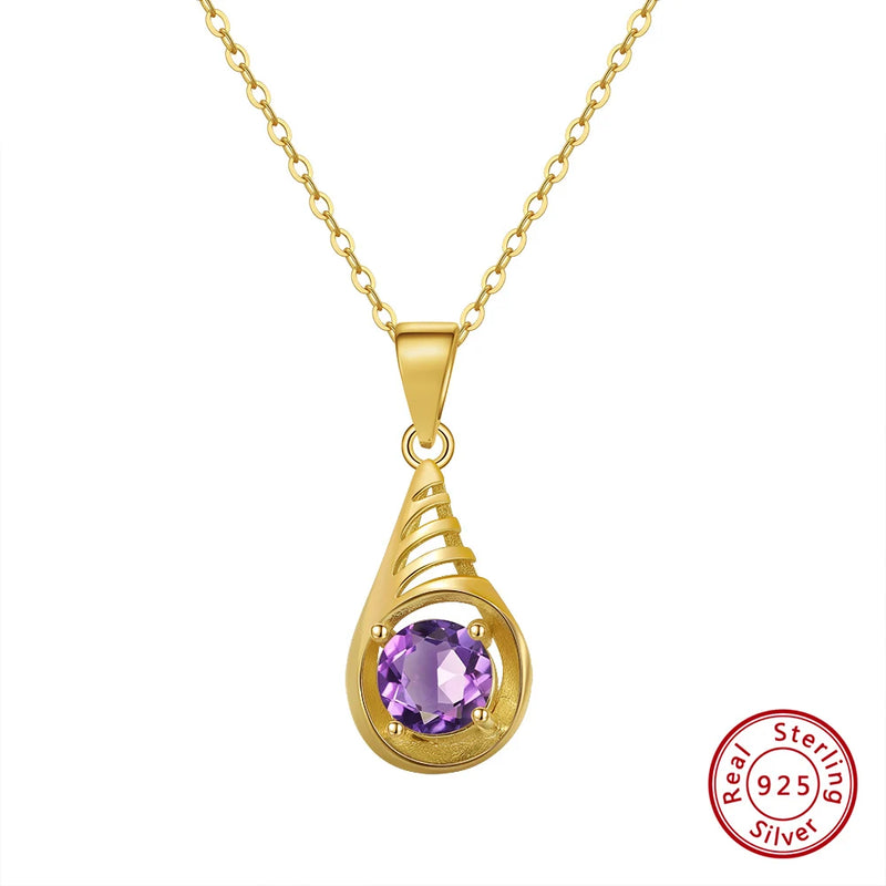 Natural Garnet Pendant Necklace 925 Sterling Silver Gemstone Necklace