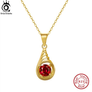 Natural Garnet Pendant Necklace 925 Sterling Silver Gemstone Necklace