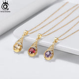 Natural Garnet Pendant Necklace 925 Sterling Silver Gemstone Necklace