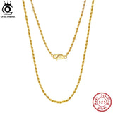 ORSA JEWELS 18K Rope Chain Necklace 925 Silver Diamond-Cut Neck Chain SC29