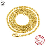 ORSA JEWELS 18K Rope Chain Necklace 925 Silver Diamond-Cut Neck Chain SC29