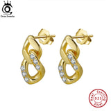 925 Silver Infinity Stud Earrings with AAAA Cubic Zirconia Geometric Earings