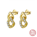 925 Silver Infinity Stud Earrings with AAAA Cubic Zirconia Geometric Earings