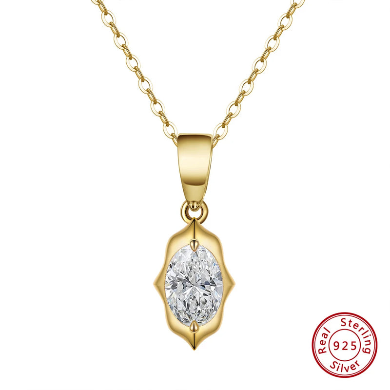 925 Silver Zirconia Pendant Necklace Elegant Wedding Party Jewelry