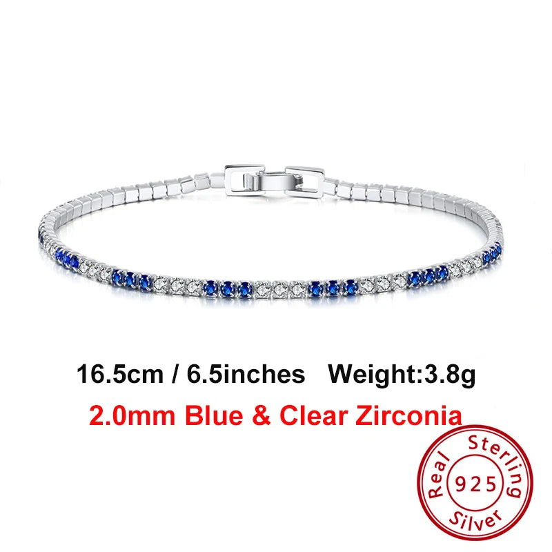 925 Silver Tennis Bracelet 2.0mm & CZ Women's Jewelry SB117