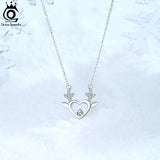 Christmas Reindeer Pendant 925 Sterling Silver Necklace