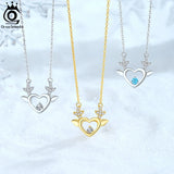 Christmas Reindeer Pendant 925 Sterling Silver Necklace
