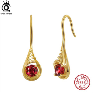 Natural Garnet Gemstone Dangle Earrings 925 Silver Wedding Jewelry