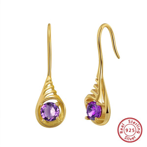 Natural Garnet Gemstone Dangle Earrings 925 Silver Wedding Jewelry