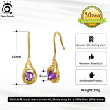 Natural Garnet Gemstone Dangle Earrings 925 Silver Wedding Jewelry
