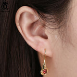 Natural Garnet Gemstone Dangle Earrings 925 Silver Wedding Jewelry
