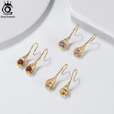 Natural Garnet Gemstone Dangle Earrings 925 Silver Wedding Jewelry