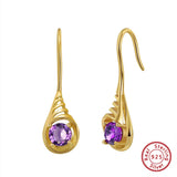 Natural Garnet Gemstone Dangle Earrings 925 Silver Wedding Jewelry