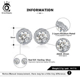 Gemstone 925 Silver Stud Earring Round Shape Zircon Bridal Earrings