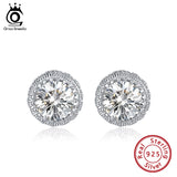 Gemstone 925 Silver Stud Earring Round Shape Zircon Bridal Earrings