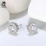 Gemstone 925 Silver Stud Earring Round Shape Zircon Bridal Earrings