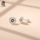 Austrian Crystal Stud Earrings 925 Silver Female Fine Jewelry
