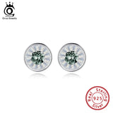 Austrian Crystal Stud Earrings 925 Silver Female Fine Jewelry