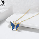 925 Silver Butterfly Necklace Enamel Pendant SN309
