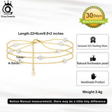 Baroque Pearl Anklet with 3 Layered Chain for Women Summer Beach Foot Bracelet