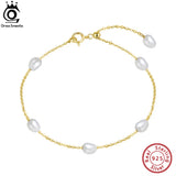Natural Freshwater Pearl 14k 925 Sterling Silver Bracelet
