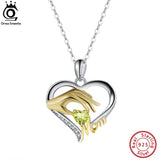 Sterling Silver Mom's Hand Heart Pendant Necklace - Mother's Gift Jewelry