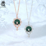 Malachite Pendant 925 Silver Ferris Wheel Necklace