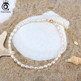 925 Sterling Silver Rice Pearl Anklets for Women