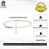 925 Sterling Silver Rice Pearl Anklets for Women