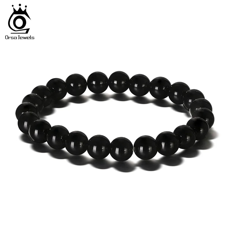 Natural Stone Beads Buddha Bracelet Agate Elastic Rope GMB25