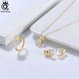 925 Silver Moonstone Heart Necklace Women Jewelry Party