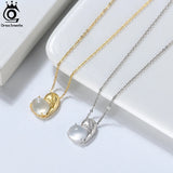 925 Silver Moonstone Heart Necklace Women Jewelry Party
