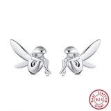 Sterling Silver Stud Earrings Fairy Pattern Romantic Silver Party Jewelry