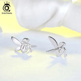 Sterling Silver Stud Earrings Fairy Pattern Romantic Silver Party Jewelry