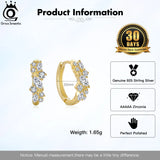 925 Silver Zircon Hoop Earrings Wedding Ear Jewelry