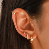 925 Silver Zircon Hoop Earrings Wedding Ear Jewelry