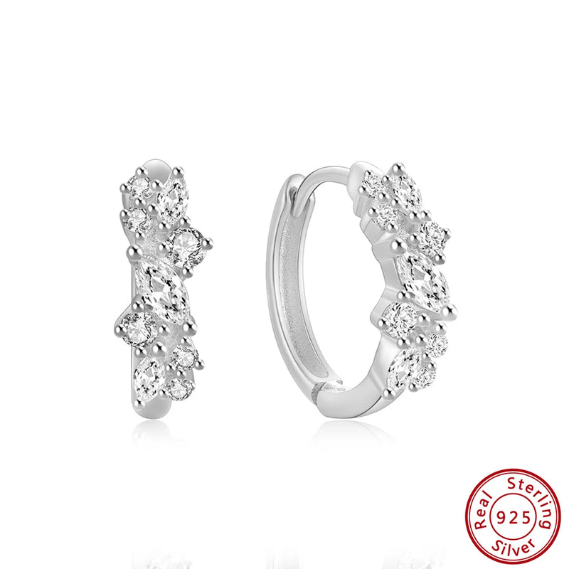 925 Silver Zircon Hoop Earrings Wedding Ear Jewelry