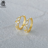 925 Silver Zircon Hoop Earrings Wedding Ear Jewelry