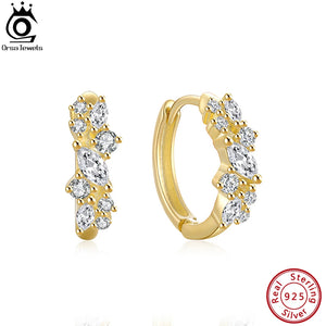 925 Silver Zircon Hoop Earrings Wedding Ear Jewelry