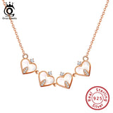 925 Silver Four Clover Pendant Rose Necklace Choker Jewelry